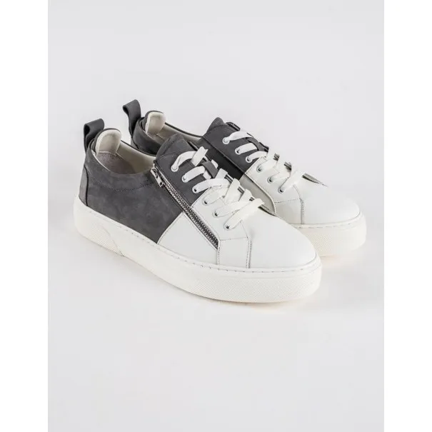 Baskets en cuir Cassio – CVR06 Blanc/Gris - MAKEBA
