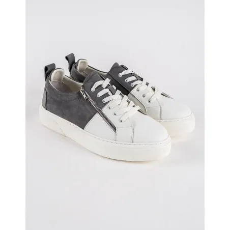 Baskets en cuir Cassio – CVR06 Blanc/Gris - MAKEBA