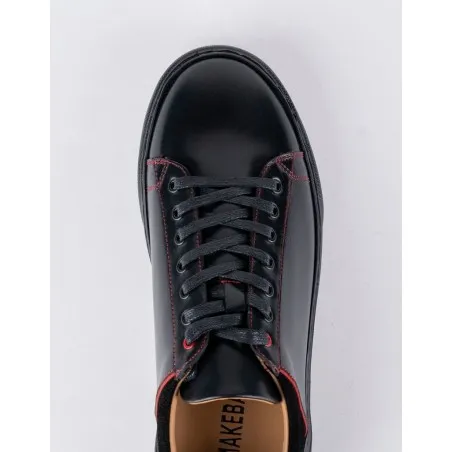 Baskets en cuir Felipe – E21 Noir-Rouge - MAKEBA
