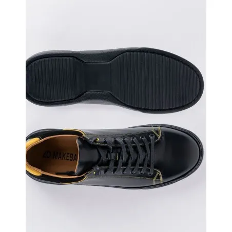 Baskets en cuir Felipe – E21 Noir-Jaune - MAKEBA