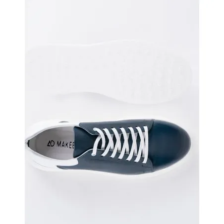 Basket en cuir Raffaello – Mac02 Bleu - MAKEBA