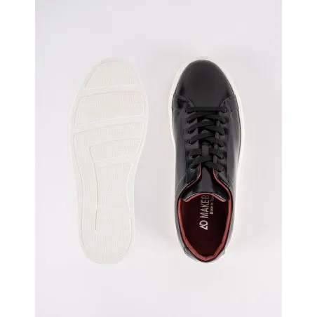 Baskets en cuir Leo – CU05 Noir Glacé - MAKEBA
