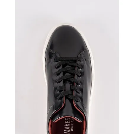 Baskets en cuir Leo – CU05 Noir Glacé - MAKEBA
