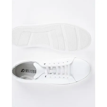 Baskets en cuir Leo – CU05 Blanc - MAKEBA