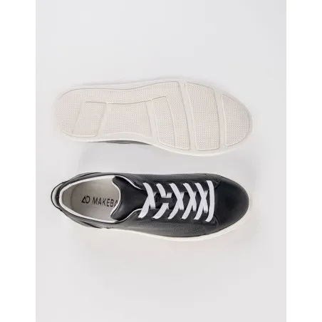 Baskets en cuir Leo – CU09 Noir - MAKEBA