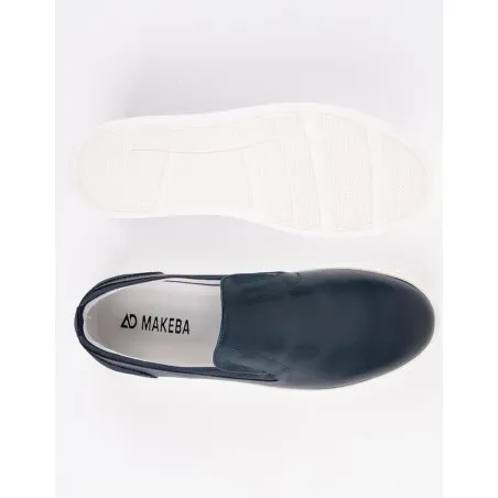 Slip-on en cuir Leo – CU10 Bleu - MAKEBA