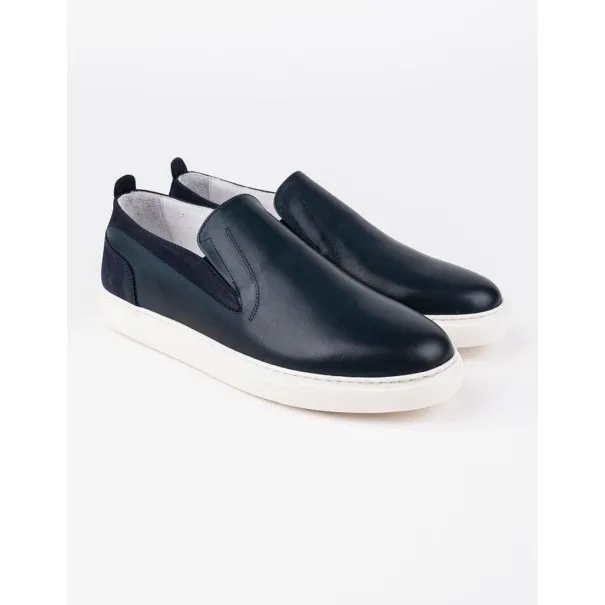 Slip-on en cuir Leo – CU10 Bleu - MAKEBA