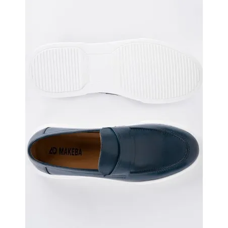 Slip-on en cuir Luigi – LF01 Bleu - MAKEBA