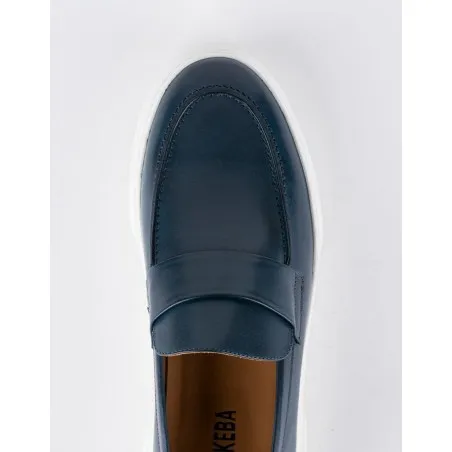 Slip-on en cuir Luigi – LF01 Bleu - MAKEBA