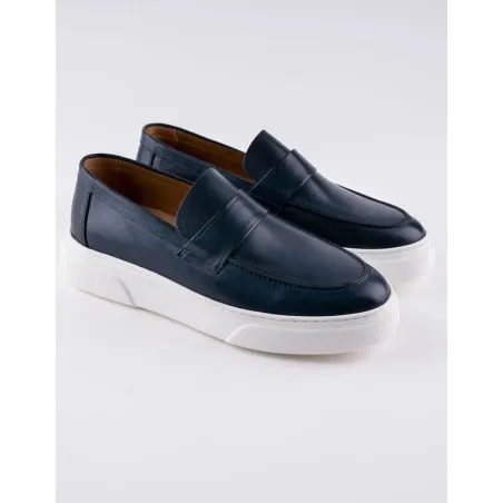 Slip-on en cuir Luigi – LF01 Bleu - MAKEBA