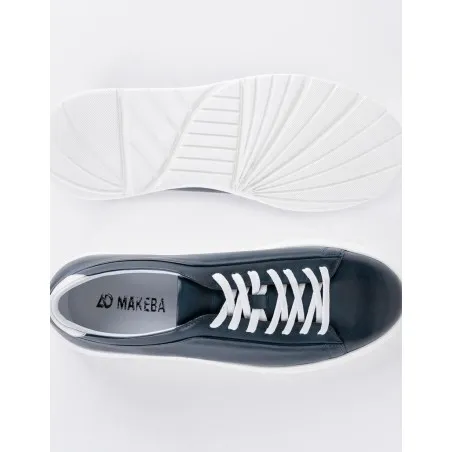 Baskets en cuir Danilo – BLC02 Bleu - MAKEBA