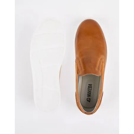 Slip-on en cuir Leo – CU10 Camel - MAKEBA