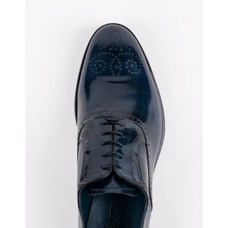 Chaussures en cuir Dante – DB02 Brossé Bleu - MAKEBA