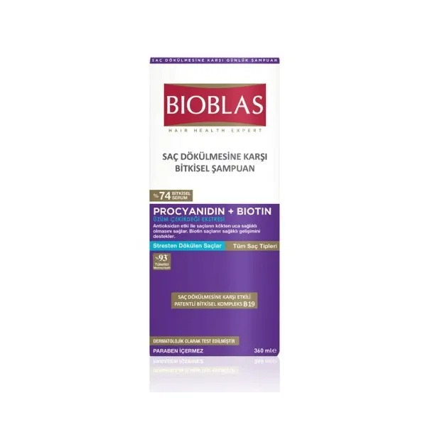 BIOBLAS SHAMPOOING ANTI CHUTE ANTI STRESS PROCYANIDIN+BIOTIN 360ML - BIOBLAS