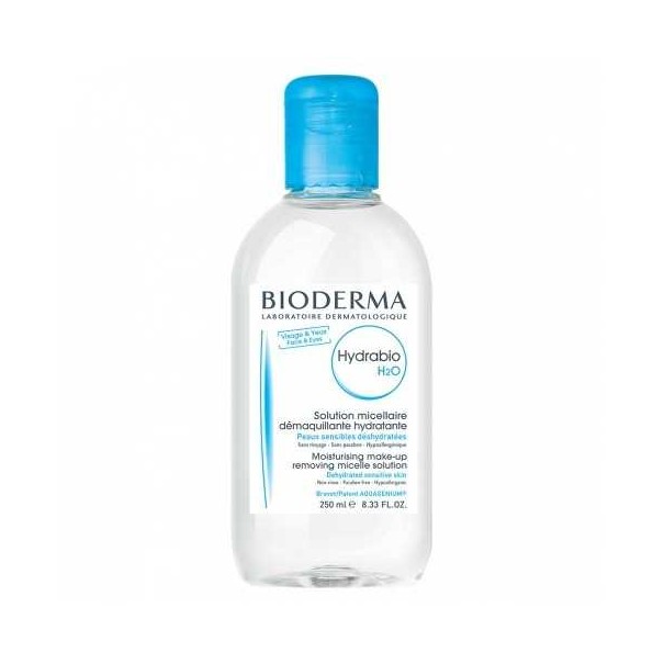 BIODERMA HYDRABIO H2O SOLUTION MICELLAIRE DEMAQUILLANTE HYDRATANTE PEAUX SENSIBLES 250ML - 