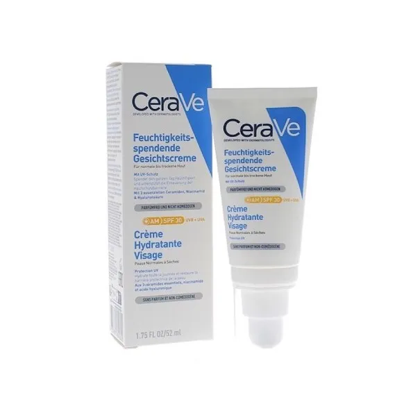 CERAVE CREME JOUR HYDRATANTE SPF30 PEAUX NORMALES A SECHES 52ML - CERAVE