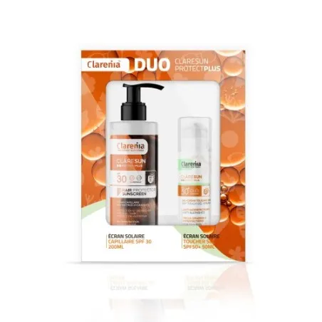 COFFRET SOLAIRE CLARENIA DUO ÉCRAN TOUCHER SEC SPF50+ ET ÉCRAN CAPILAIRE -40% - CLARENIA