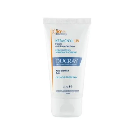 DUCRAY KERACNYL UV FLUIDE ANTI IMPERFECTIONS PEAUX GRASSES A TENDANCE ACNEIQUE SPF50 50ML - 