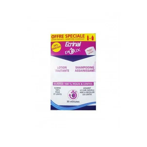 ECRINAL PACK ANTI POUX LOTION+SHAMPOOING (PEIGNE OFFERT) - 