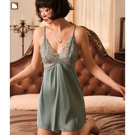 Nuisette Satinée Avec Dentelle LF053 - 