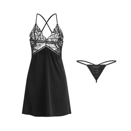 Nuisette Satinée Avec Dentelle LF053 - 