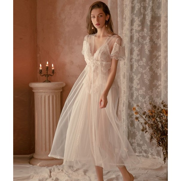Parure Lady In White Nuisette De Nuit En Mesh LF021 - 