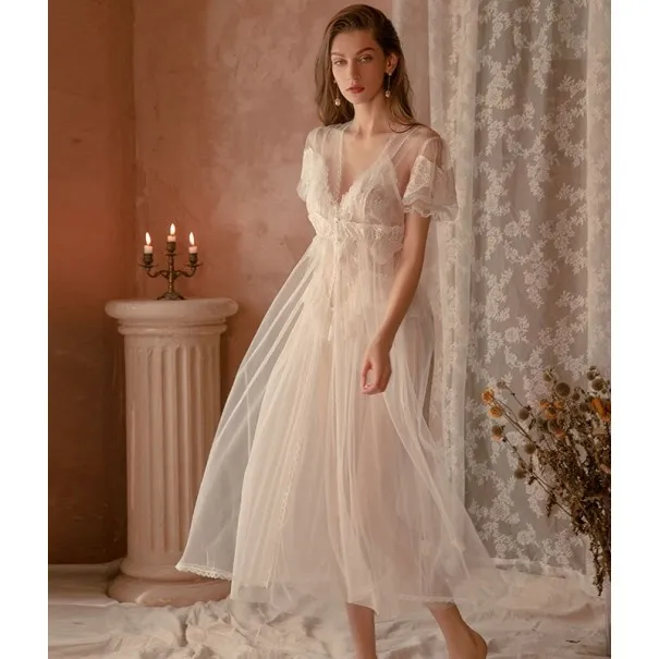 Parure Lady In White Nuisette De Nuit En Mesh LF021 - 