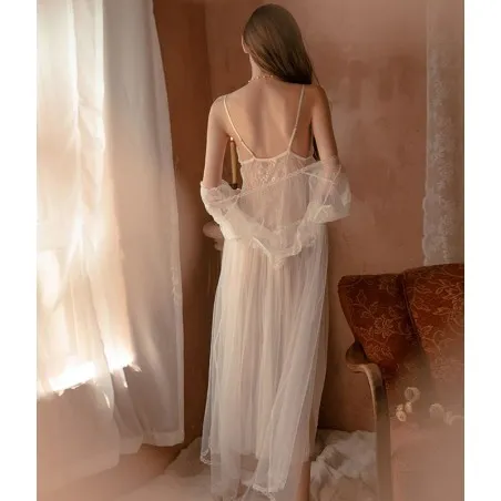 Parure Lady In White Nuisette De Nuit En Mesh LF021 - 