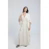 Ensemble Robe et pantalon en lin à rayures couleur sable - Estelle
