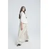 Ensemble Robe et pantalon en lin à rayures couleur sable - Estelle