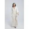 Ensemble Robe et pantalon en lin à rayures couleur sable - Estelle