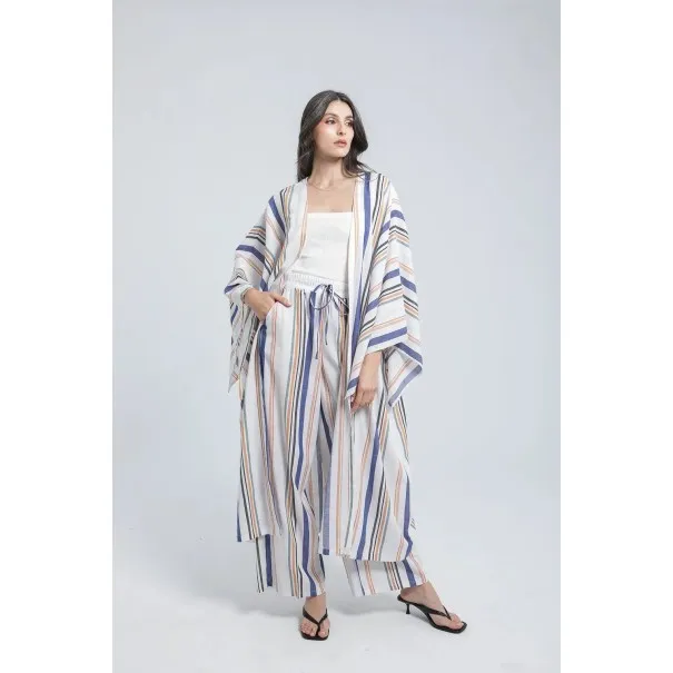 KIMONO EN LIN RAYÉ - Estelle