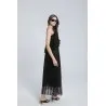 Robe longue en crochet noir effet superposition (Robe à volants) - Estelle