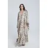 Robe longue en lin imprimé feuillage - Estelle