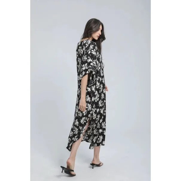 Robe mi longue en Satin Imprimé - Estelle