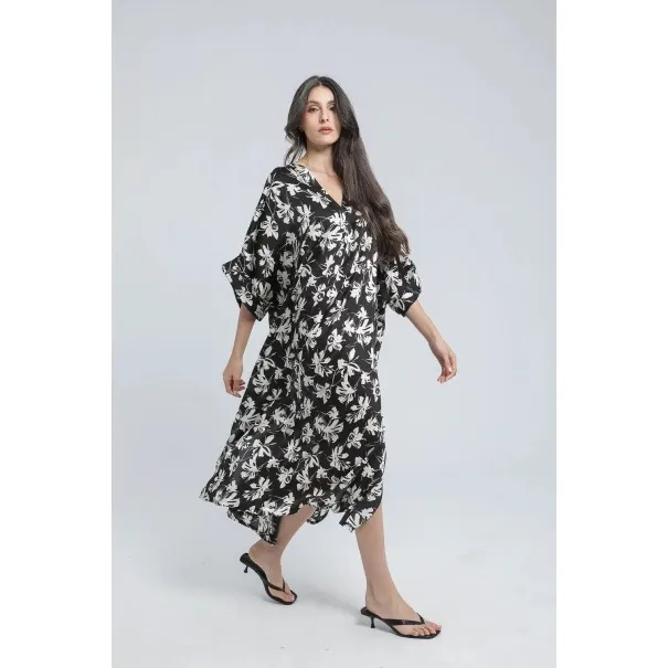 Robe mi longue en Satin Imprimé - Estelle