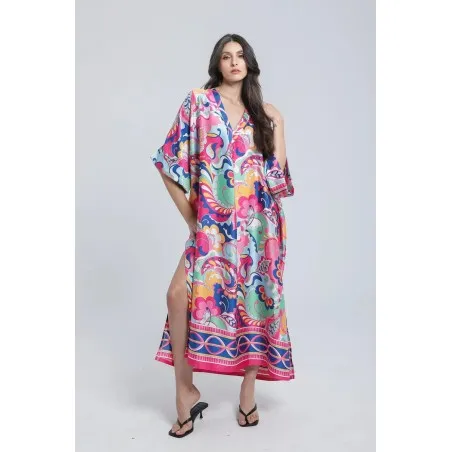 Robe mi longue en Satin Imprimé - Estelle