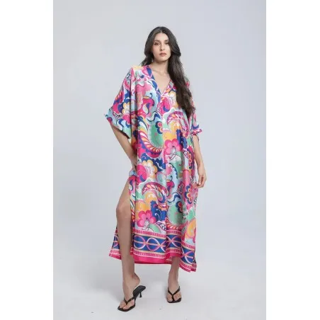 Robe mi longue en Satin Imprimé - Estelle