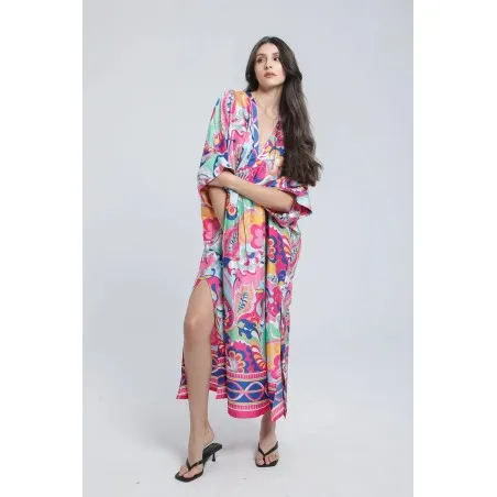 Robe mi longue en Satin Imprimé - Estelle