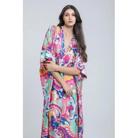 Robe mi longue en Satin Imprimé - Estelle