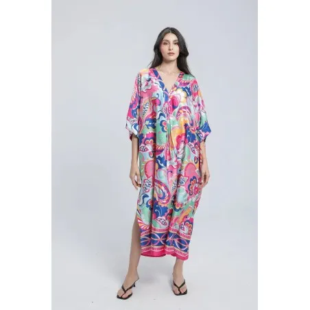 Robe mi longue en Satin Imprimé - Estelle