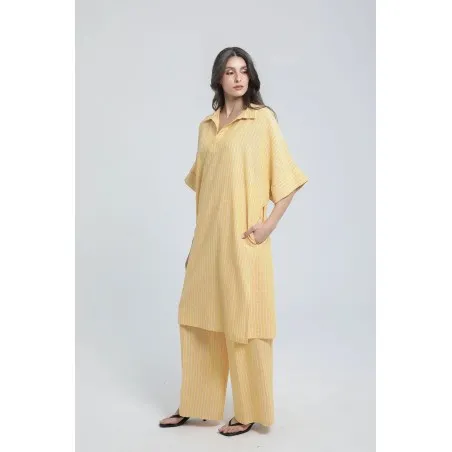 Robe tunique en lin rayé - Estelle