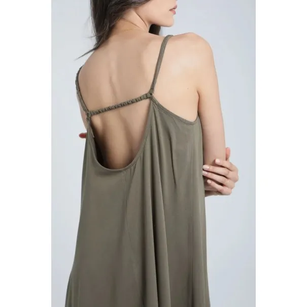 Robe longue évasée à bretelles en viscose - Estelle