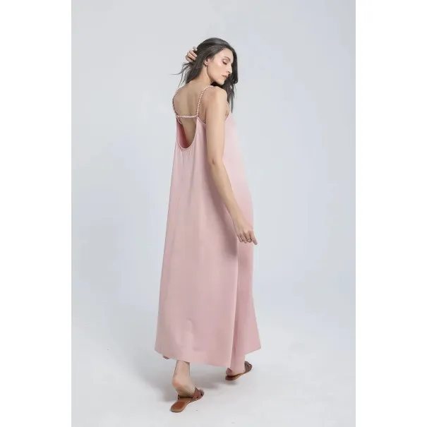 Robe longue évasée à bretelles en viscose - Estelle Robe longue évasée à bretelles en viscose - Estelle