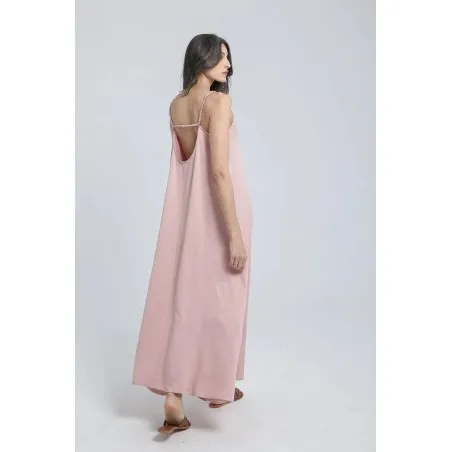 Robe longue évasée à bretelles en viscose - Estelle