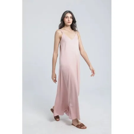 Robe longue évasée à bretelles en viscose - Estelle