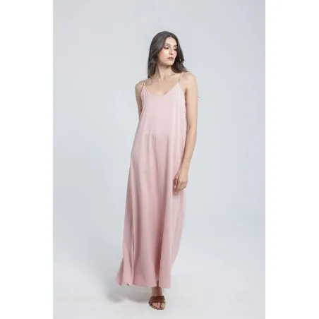 Robe longue évasée à bretelles en viscose - Estelle