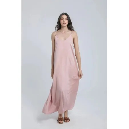 Robe longue évasée à bretelles en viscose - Estelle