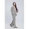 Ensemble chemise et pantalon fluide à motif abstrait noir et blanc - Estelle