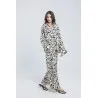 Ensemble chemise et pantalon fluide à motif abstrait noir et blanc - Estelle
